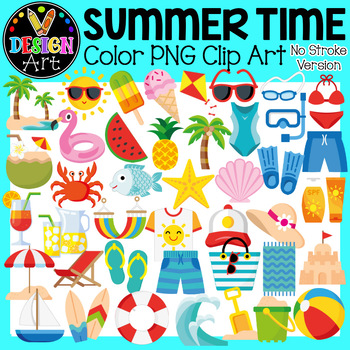 Summertime Color PNG Clip Art NO Outline Stroke by V Design Art Shop