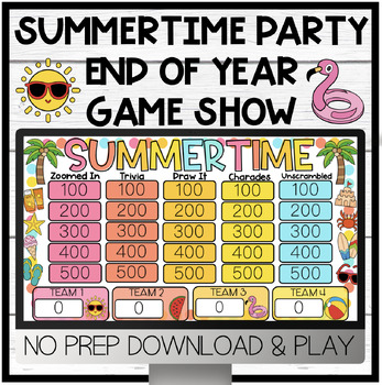 Preview of Summer End of Year Party Game Show |  Activity | Summertime | Jeopardy Style