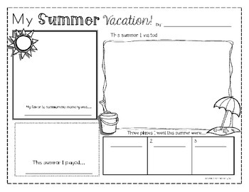 My Summer Vacation - Writing Activity {FREEBIE} | TpT