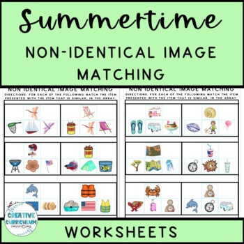 Preview of Summertime Identifying Items Non Identical Picture To Picture Matching Worksheet