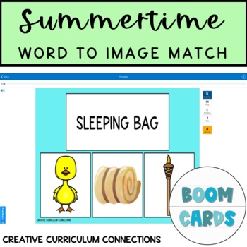 Preview of Summertime Identifying Items  Word To Picture Matching Boom Cards