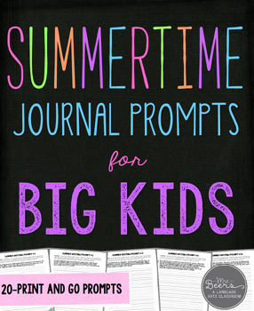 Preview of Summer Journal Prompts for Middle School Grades 4-8