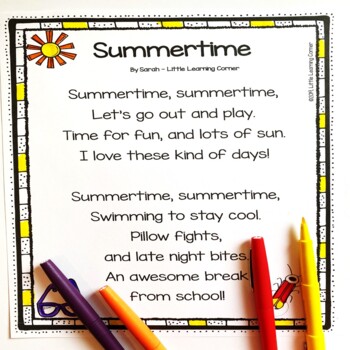 Summertime - Printable Summer Poem for Kids by Little Learning Corner