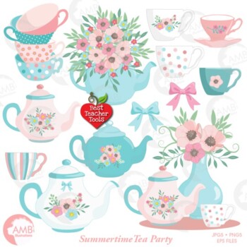 Preview of Summertime Tea Party Clipart Pack, {Best Teacher Tools}, AMB-1356