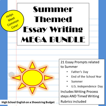Preview of Summer Themed Essay Writing Mega Bundle with Rubrics & Printables