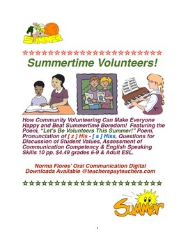 Preview of ESL Pronunciation Improvement: "Summertime Volunteers!