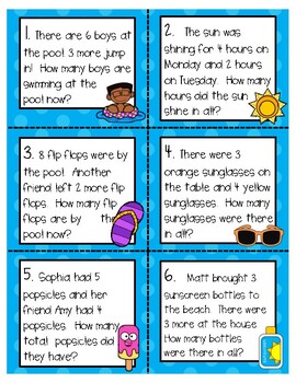 Summertime Word Problems by Sweet Sweet Elementary | TpT