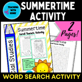 Summertime Word Search Activity Worksheet