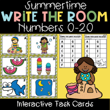 Preview of Summertime l Write the Room l Numbers 0-20 l Freebie!!!