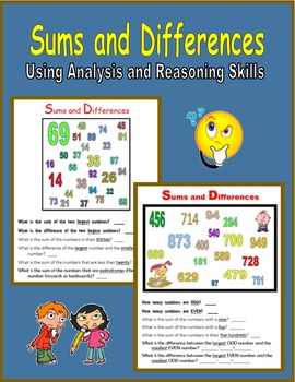Preview of Sums and Differences - Using Analysis and Reasoning Skills