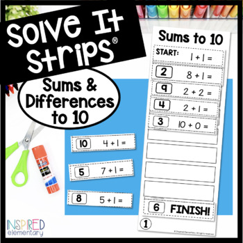 Preview of Addition and Subtraction within 10 Addition Subtraction Centers Solve It Strips®