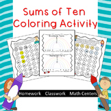 Sums of 10 coloring activity--Securing fact families of 10.