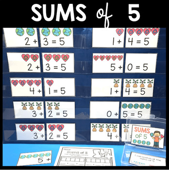 Preview of Sums of 5 - Ways to Make Five Spanish Earth Day Kindergarten Math Addition Facts