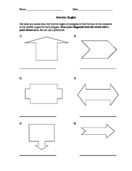 Sum Of Interior Angles Worksheets Teaching Resources Tpt