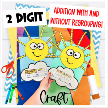 Preview of Sun 2 Digit Addition Math Craft