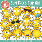 Sun Faces Clip Art {Emotions Clipart}