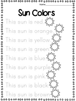 sun colors by live laugh i love kindergarten teachers pay teachers