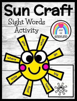 Preview of Sun Craft, Sight Words Kindergarten Activity: Spring, Summer Weather