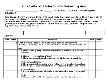Preview of Sun-Earth-Moon System Anticipation Guide