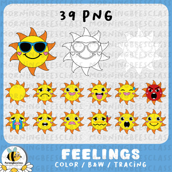 Preview of Sun Faces Clip Art Feelings Chart Emotions Summer Clip Art Commercial Use Set