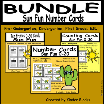 Preview of Sun Fun Number Cards Bundle
