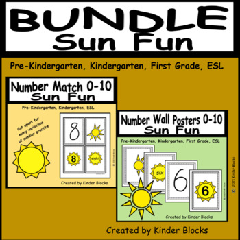 Preview of Sun Fun Number Match & Wall Posters Bundle
