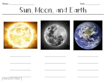 Preview of Sun, Moon, Earth Characterization Worksheet