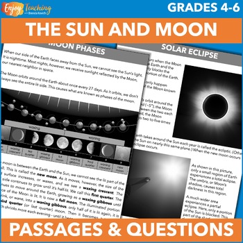 Preview of Sun and Moon Passages & Questions - Nonfiction Reading About Our Place in Space