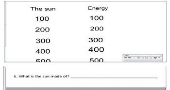 Preview of Sun Review Jeopardy - 2nd grade science