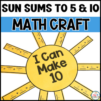 Preview of Sun Sums to 5 & 10 Spring Summer Addition Math Craft