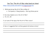 Sun Tzu- The Art of War video question sheet