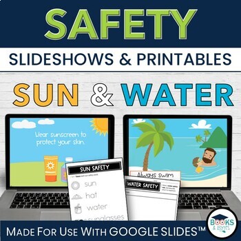 Preview of Sun Safety & Water Safety, Pool Summer Lessons + Printable Activities Worksheets