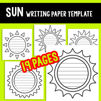 Preview of Sun Writing Paper Template - Blank Summer Sun With Lines Writing