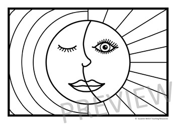 cool sun and moon drawings