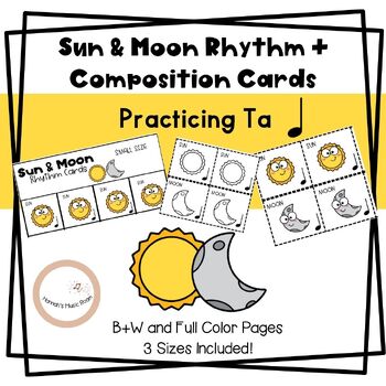 Preview of Sun and Moon Rhythm Composition Cards for Lower Elementary Music || NO PREP
