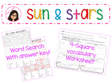 Sun and Stars Word Search / 4-Square Vocabulary Worksheet