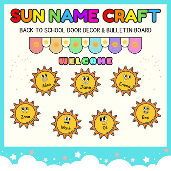 Preview of Sun writing name Craft l First day Back to School Door Decor & Bulletin Board