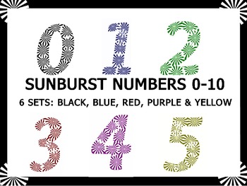 Preview of Sunburst Numbers Clip Art for Personal & Commercial Use