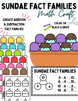 Preview of Sundae Fact Families + Addition & Subtraction Craft + Math Craftivity