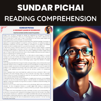 Preview of Sundar Pichai Reading Passage for AAPI Heritage Month Technology Leader