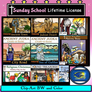 Preview of Sunday School Bible Christian Clip-Art Lifetime License Bundle! 500+!
