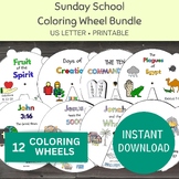 Sunday School Coloring Wheel Bundle, 12 Printable Sunday S