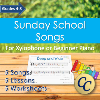 Preview of Sunday School Songs and Music Theory for Xylophone or Beginner Piano