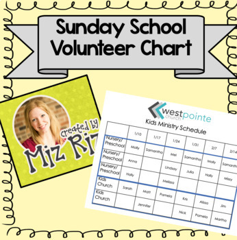 Preview of Sunday School Volunteer Schedule Chart