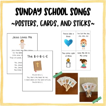 Preview of Sunday School and Nursery Songs - Posters, Cards, and Sticks