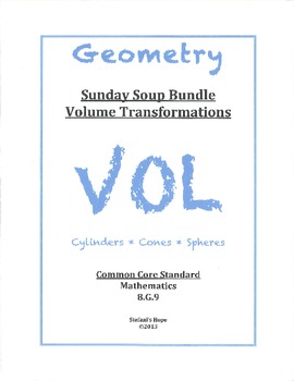Preview of Sunday Soup Bundle 8.G.9 Volume Transformation Cylinders
