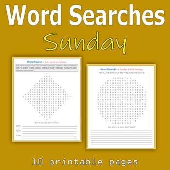 Sunday Word Searches by The Gifted Writer | TPT