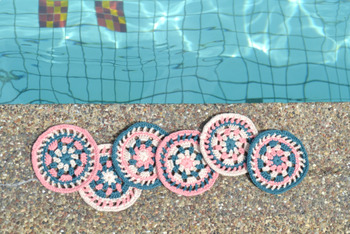 Preview of Sunday at the Pool Coasters is a lovely crochet pattern with detailed instructio