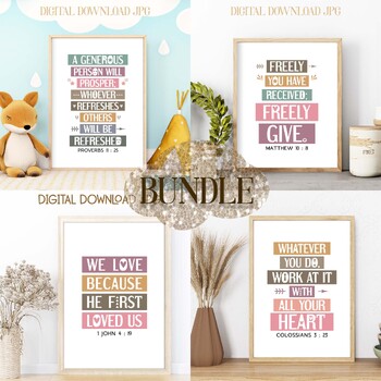 Preview of Sunday school Bible verses posters bundle Vol. 86 - Boho design