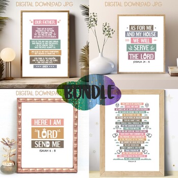 Preview of Sunday school classroom, bible quotes posters bundle Vol. 102. Boho design